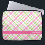 Green and Pink Plaid Pattern Laptop Sleeve<br><div class="desc">Girly and colourful plaid pattern design.</div>
