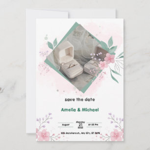 Green and Pink Simple Save the Date Poster Invitation