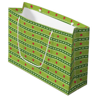 Green and Pink Stars Gift Bag - Large