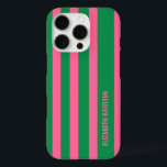 Green and Pink  Stripes Pattern Personalised  iPhone 16 Pro Case<br><div class="desc">Add a stylish touch to your phone with this green and pink stripes pattern personalised iPhone 16 Pro case. Featuring a chic striped design, it offers a perfect blend of elegance and modern flair. Customise it with your name or initials for a unique look, making it a great accessory or...</div>