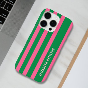 Green and Pink  Stripes Pattern Personalised  iPhone 16 Pro Case