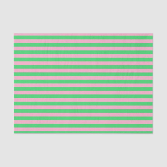 Green and Pink Stripes Tissue Paper (Front)