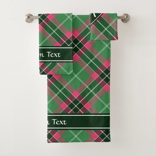 Green and Pink Tartan Bath Towel Set (Insitu)