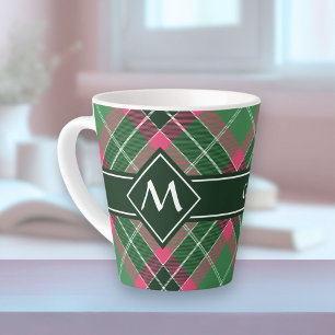 Green and Pink Tartan Latte Mug