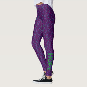 Green and Purple Awareness Ribbon Custom Leggings