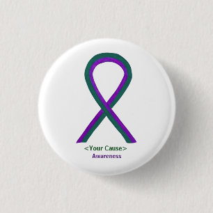 Green and Purple Awareness Ribbon Pin Buttons