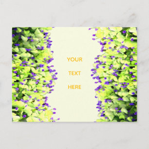 green and purple blooms postcard