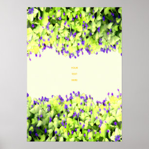 green and purple blooms poster