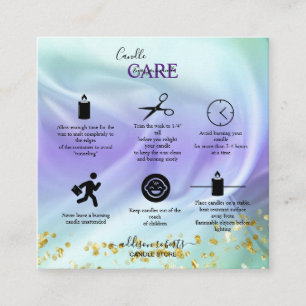 Green and Purple Candle Care Square Business Card