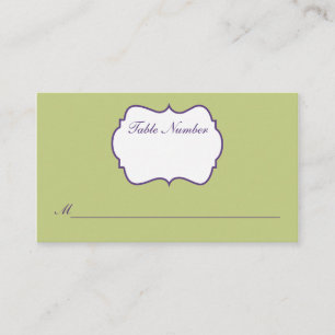 Green and Purple Damask Place Card