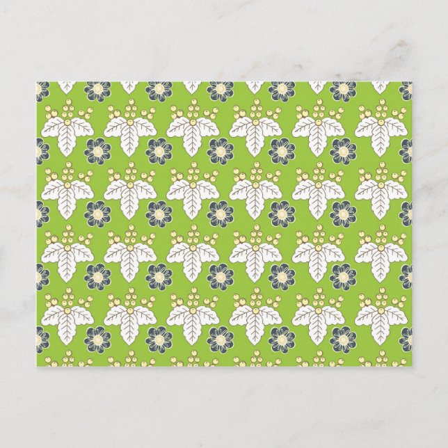 Green and Purple Floral Pattern Spring Wallpaper Postcard (Front)