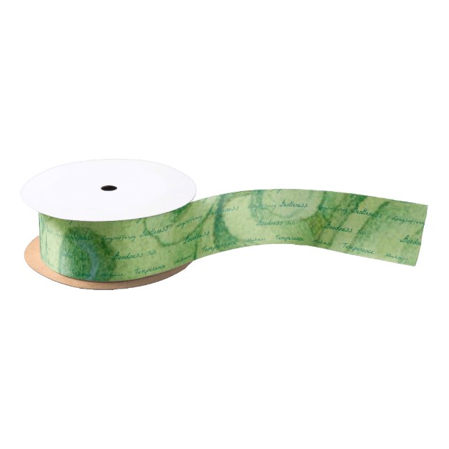 Green and Purple Flower Fruits of the Spirit Satin Ribbon (Spool)