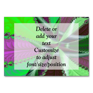 Green and purple fractal pattern table number