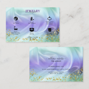 Green and Purple Glitter Jewellery Care Business Card