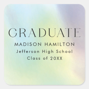 Green and Purple Holographic Graduation Square Sticker