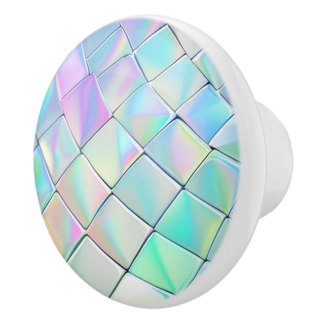 Green and Purple Holographic Pattern Ceramic Knob (Right)