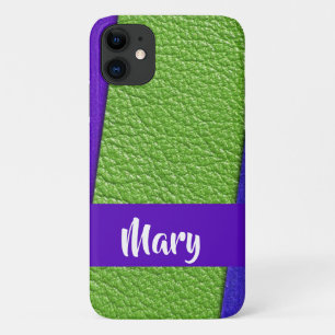 Green and purple leather textiled Case-Mate iPhone case