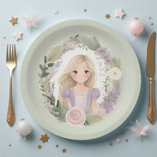 Green and Purple Rapunzel Paper Plate