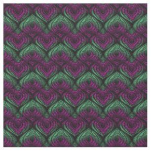 Green and purple shapes on black fabric