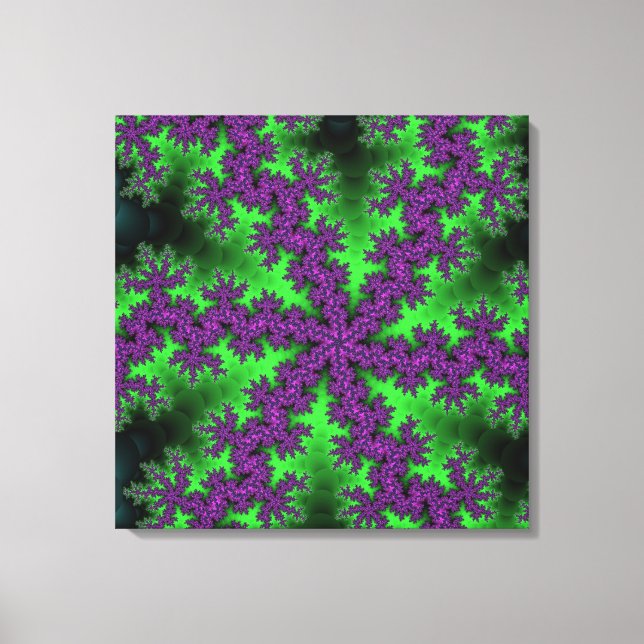 Green and Purple Snowflake Canvas Print (Front)