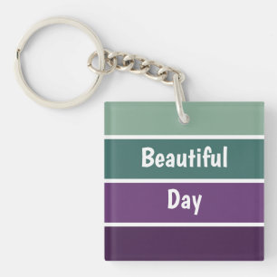 Green And Purple Stripes Key Ring