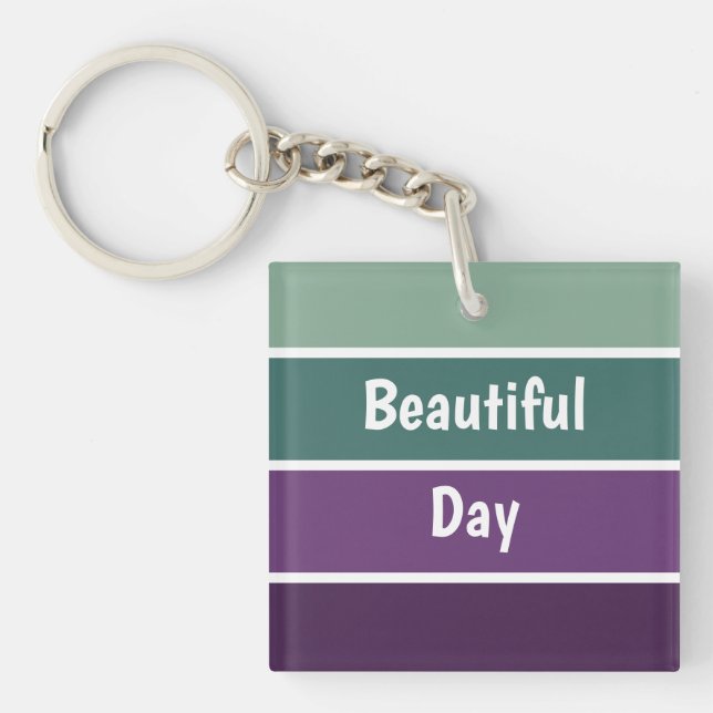 Green And Purple Stripes Key Ring (Front)