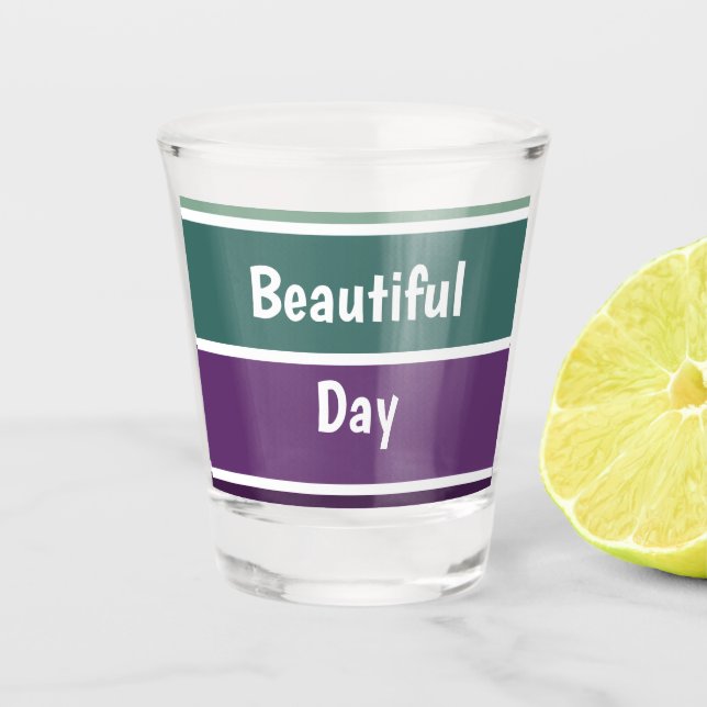 Green And Purple Stripes Shot Glass (Front)