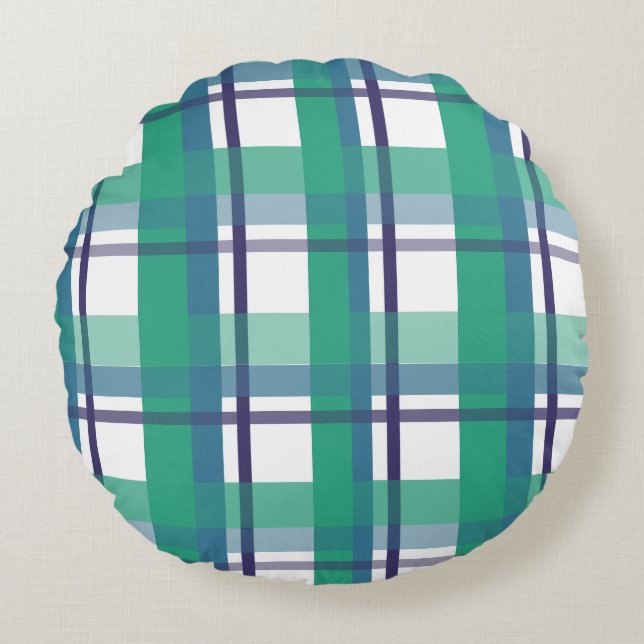Green And Purple Tartan Pattern Throw Pillow (Front)