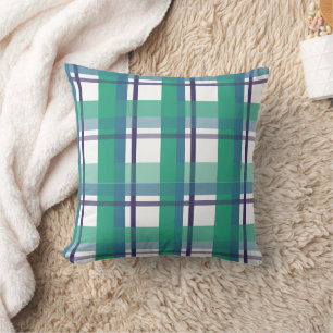 Green And Purple Tartan Pattern Throw Pillow