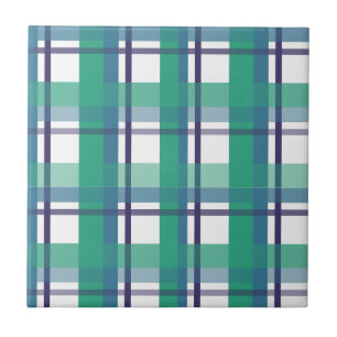 Green And Purple Tartan Pattern Tile