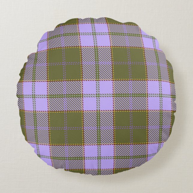 Green and Purple Tartan Plaid Scottish Seamless Pa Round Cushion (Front)