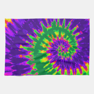 Green and Purple Tie Dye Kitchen Towel
