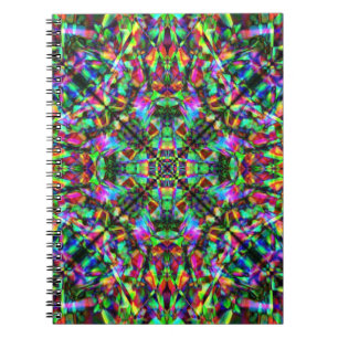 Green and Rainbow Mandala Pattern Spiral Notebook