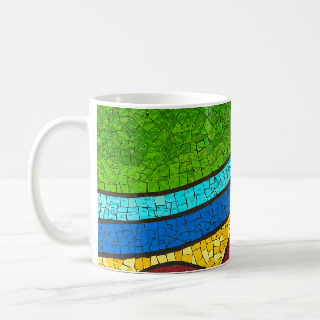 Green and red abstract painting coffee mug (Left)