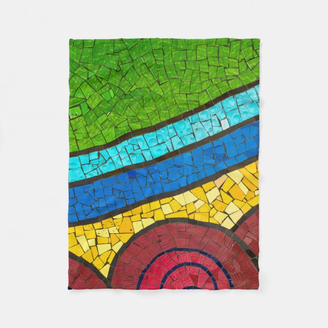 Green and red abstract painting fleece blanket (Front)