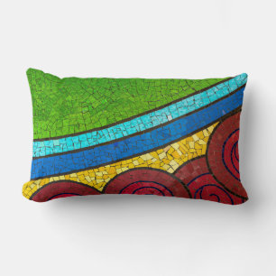 Green and red abstract painting lumbar cushion