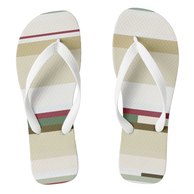 green and red Abstract Stripes Jandals (Footbed)