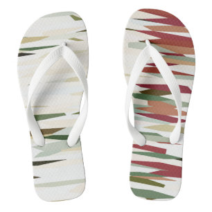 green and red Abstract Stripes Jandals