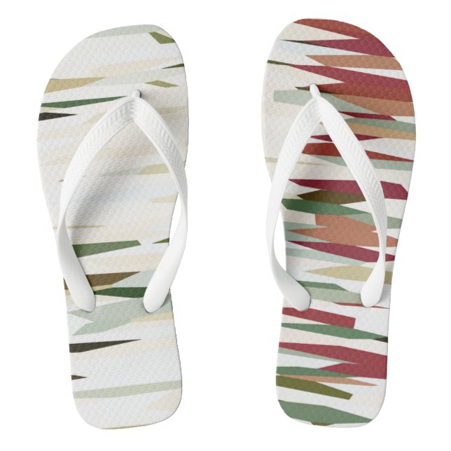 green and red Abstract Stripes Jandals (Footbed)