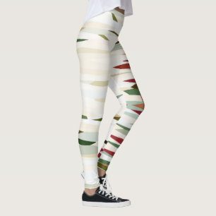 green and red Abstract Stripes Leggings