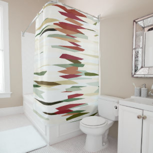 green and red Abstract Stripes Shower Curtain