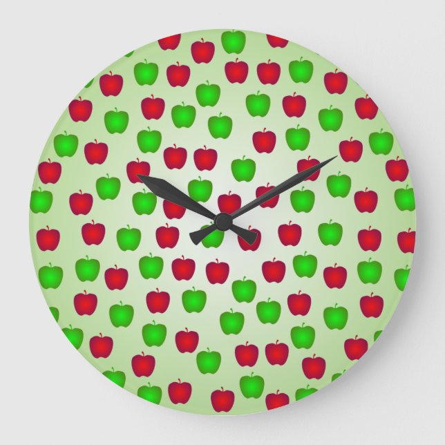 Green and Red Apples Pattern Wall Clock (Front)