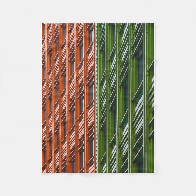 Green and red architectural structure fleece blanket (Front)