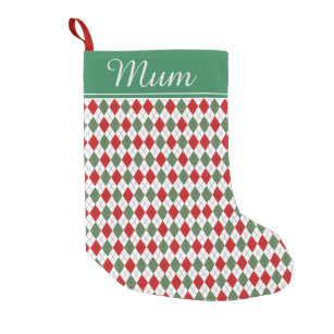 Green and Red Argyle Small Christmas Stocking