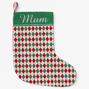 Green and Red Argyle Small Christmas Stocking