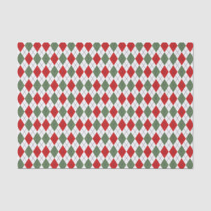Green and Red Argyle Tissue Paper