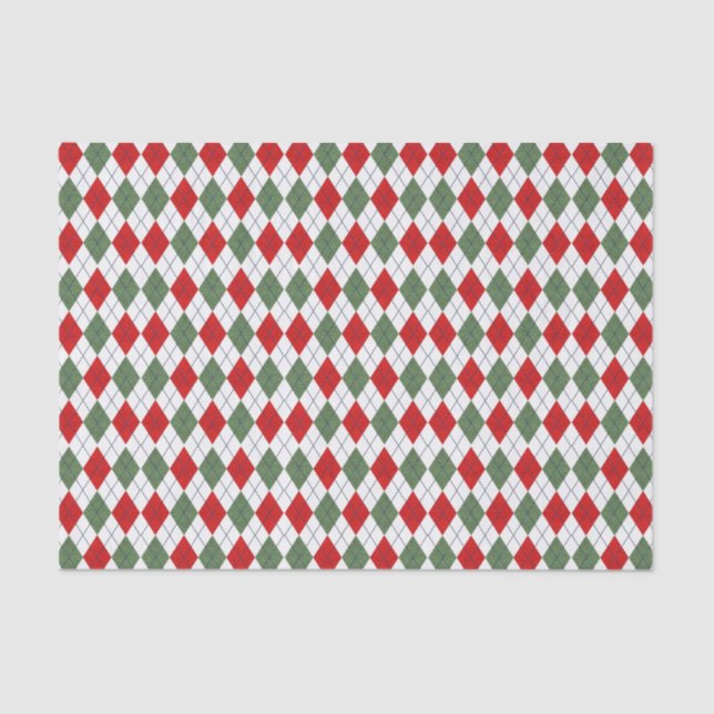 Green and Red Argyle Tissue Paper (Front)