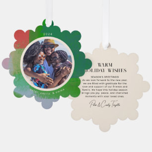 Green and Red Artful Painted Frame Photo Tree Decoration Card