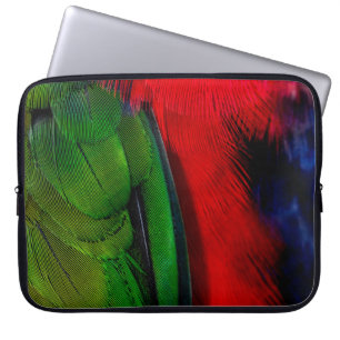 Green and red bird tails laptop sleeve