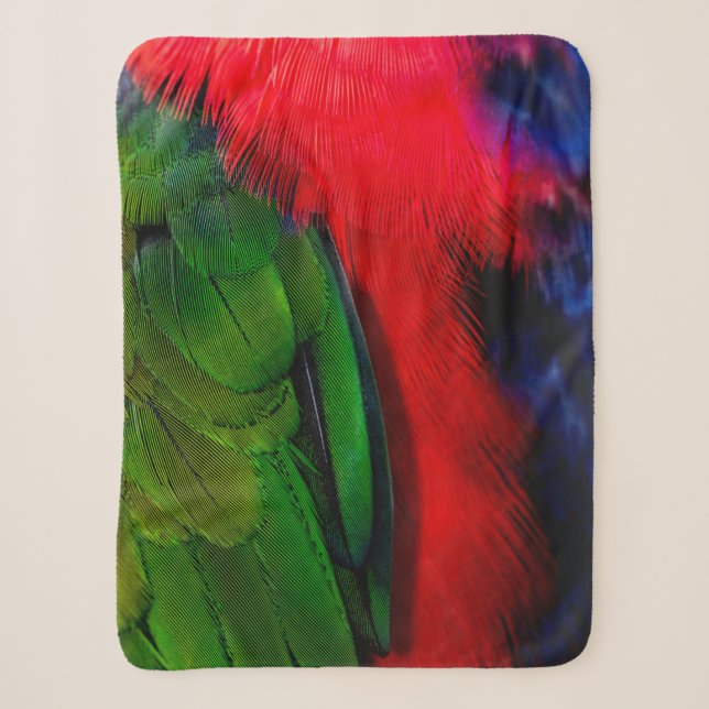 Green and red bird tails sherpa blanket (Front)